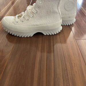 Converse White High-Top Sneakers with Rugged Sole